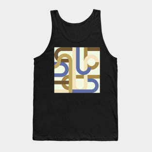 Abstract vintage geometric pattern brown blue Tank Top